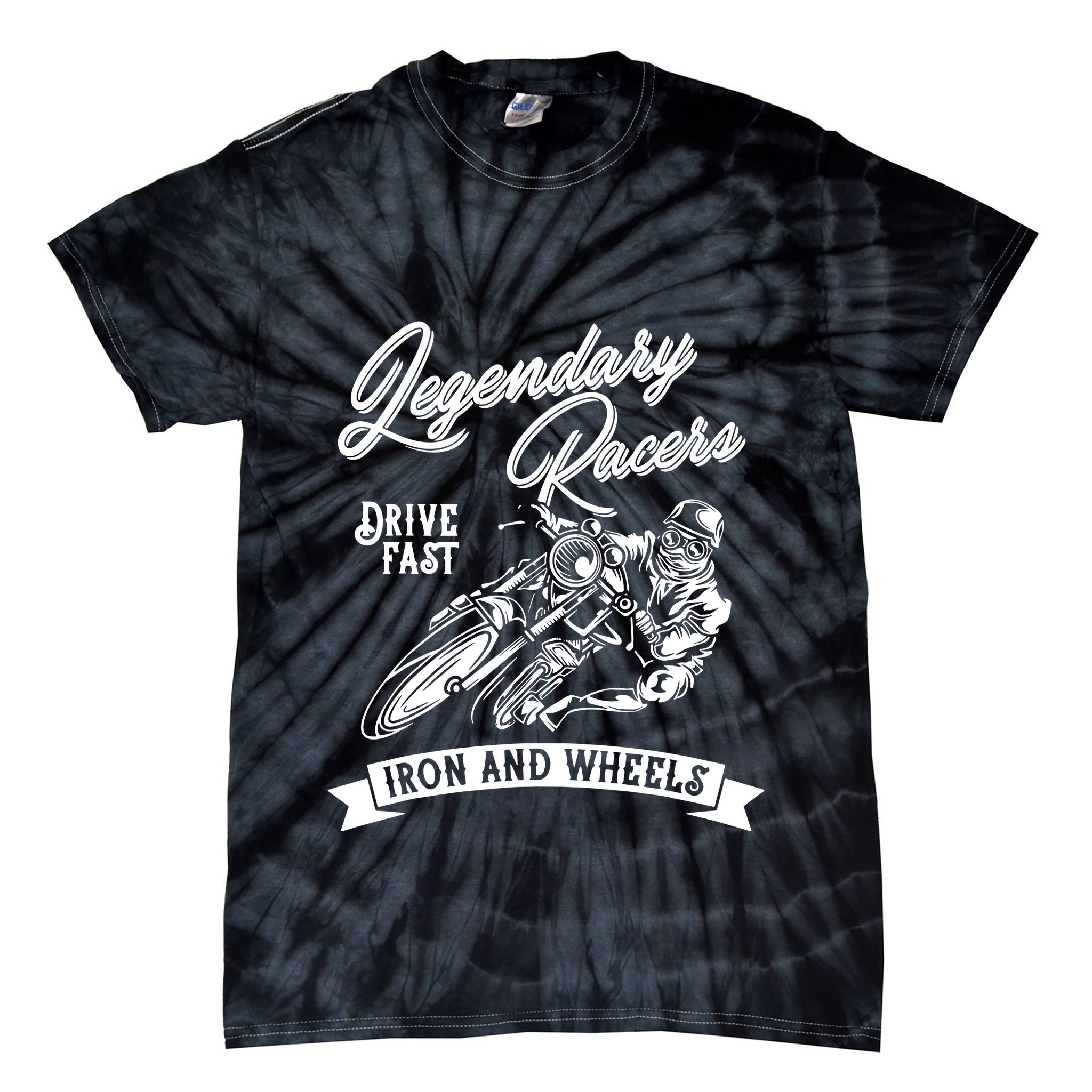 Legendary Racers Drive Iron Wheels Motorcycle Tie-Dye T-Shirt