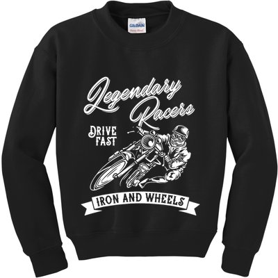 Legendary Racers Drive Iron Wheels Motorcycle Kids Sweatshirt