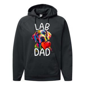 Labrador Retriever Dad Design Pop Art Lab Retriever Performance Fleece Hoodie