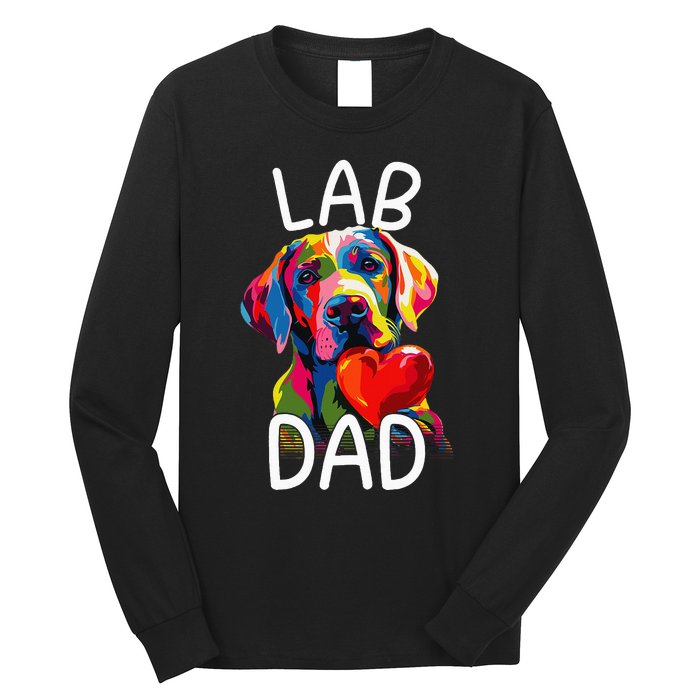 Labrador Retriever Dad Design Pop Art Lab Retriever Long Sleeve Shirt