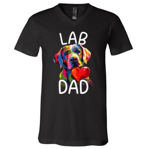 Labrador Retriever Dad Design Pop Art Lab Retriever V-Neck T-Shirt