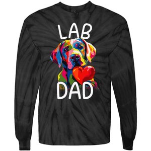 Labrador Retriever Dad Design Pop Art Lab Retriever Tie-Dye Long Sleeve Shirt