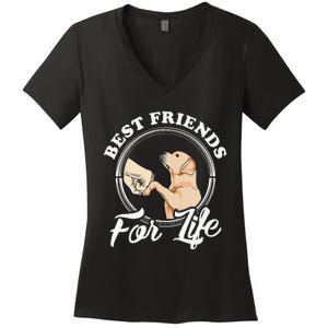 Labrador Retriever Design Funny Labrador Lovers Women's V-Neck T-Shirt