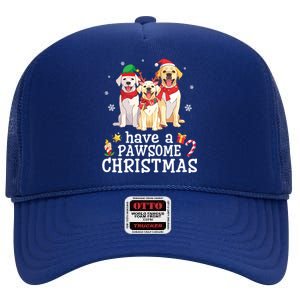 Labrador Retriever Dogs Merry Day Have A Pawsome Christmas Gift High Crown Mesh Back Trucker Hat