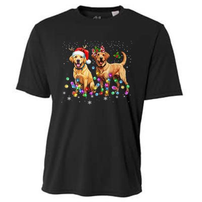 Labrador Retriever Dog Santa Hat Lights Christmas Cooling Performance Crew T-Shirt