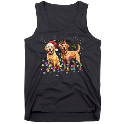 Labrador Retriever Dog Santa Hat Lights Christmas Tank Top