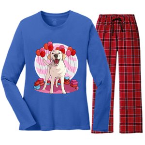 Labrador Retriever Dog Lover Heart Valentine Day Gift Women's Long Sleeve Flannel Pajama Set 