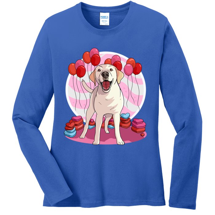 Labrador Retriever Dog Lover Heart Valentine Day Gift Ladies Long Sleeve Shirt