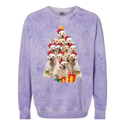 Labrador Retriever Dog Christmas Tree Lights Santa Hat Xmas Gift Colorblast Crewneck Sweatshirt