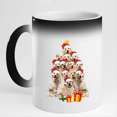 Labrador Retriever Dog Christmas Tree Lights Santa Hat Xmas Gift 11oz Black Color Changing Mug