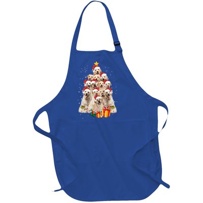 Labrador Retriever Dog Christmas Tree Lights Santa Hat Xmas Gift Full-Length Apron With Pockets