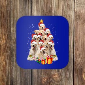 Labrador Retriever Dog Christmas Tree Lights Santa Hat Xmas Gift Coaster