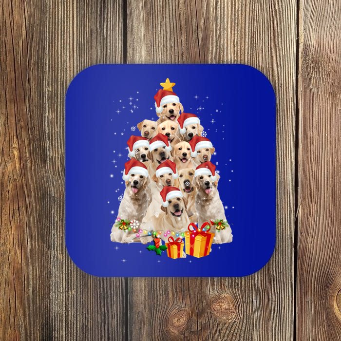 Labrador Retriever Dog Christmas Tree Lights Santa Hat Xmas Gift Coaster