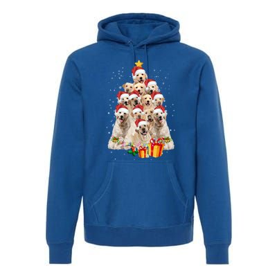 Labrador Retriever Dog Christmas Tree Lights Santa Hat Xmas Gift Premium Hoodie