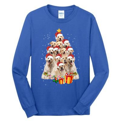 Labrador Retriever Dog Christmas Tree Lights Santa Hat Xmas Gift Tall Long Sleeve T-Shirt