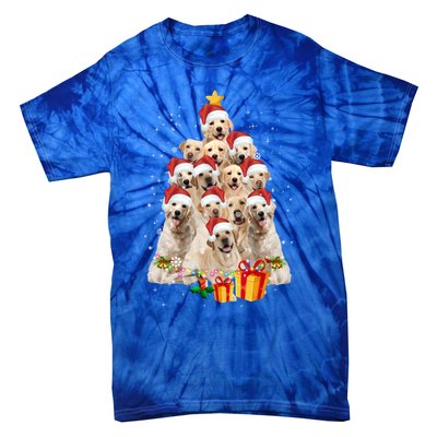 Labrador Retriever Dog Christmas Tree Lights Santa Hat Xmas Gift Tie-Dye T-Shirt