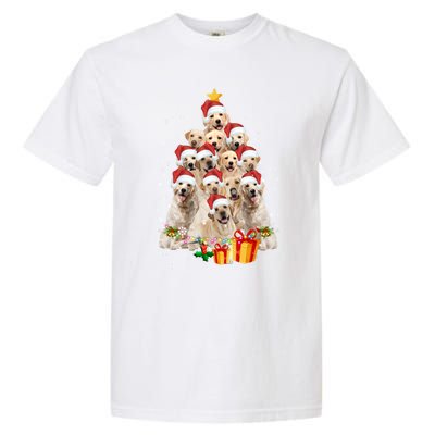 Labrador Retriever Dog Christmas Tree Lights Santa Hat Xmas Gift Garment-Dyed Heavyweight T-Shirt