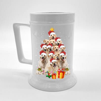 Labrador Retriever Dog Christmas Tree Lights Santa Hat Xmas Gift Beer Stein