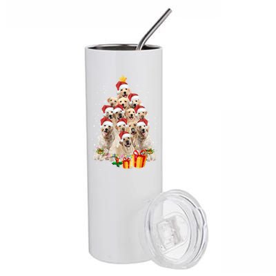 Labrador Retriever Dog Christmas Tree Lights Santa Hat Xmas Gift Stainless Steel Tumbler