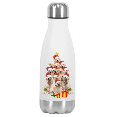 Labrador Retriever Dog Christmas Tree Lights Santa Hat Xmas Gift Stainless Steel Insulated Water Bottle