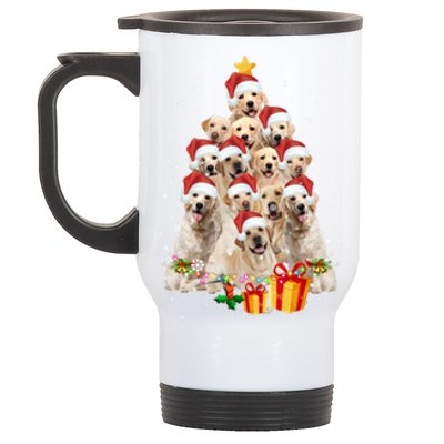 Labrador Retriever Dog Christmas Tree Lights Santa Hat Xmas Gift Stainless Steel Travel Mug