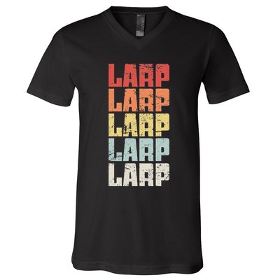 Larp Retro Distressed Larping V-Neck T-Shirt