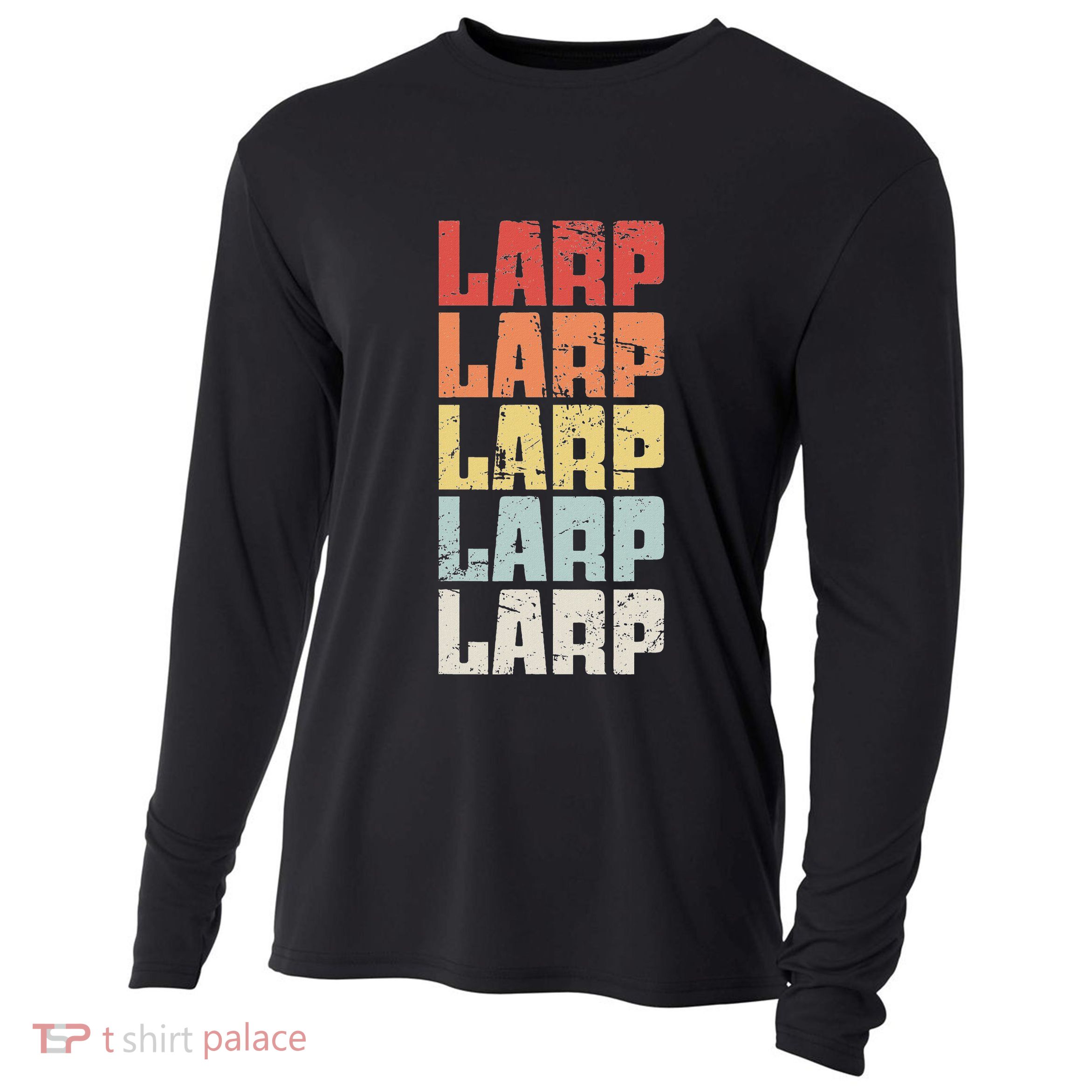 Larp Retro Distressed Larping Cooling Performance Long Sleeve Crew