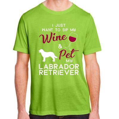 Labrador Retriever Dog Wine Lover Owner Xmas Birthday Gift Funny Gift Adult ChromaSoft Performance T-Shirt