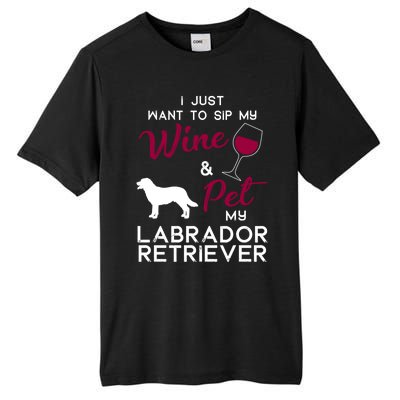 Labrador Retriever Dog Wine Lover Owner Xmas Birthday Gift Funny Gift Tall Fusion ChromaSoft Performance T-Shirt