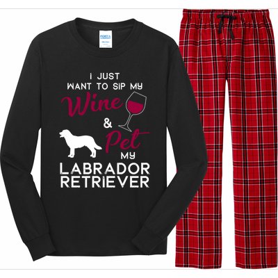 Labrador Retriever Dog Wine Lover Owner Xmas Birthday Gift Funny Gift Long Sleeve Pajama Set