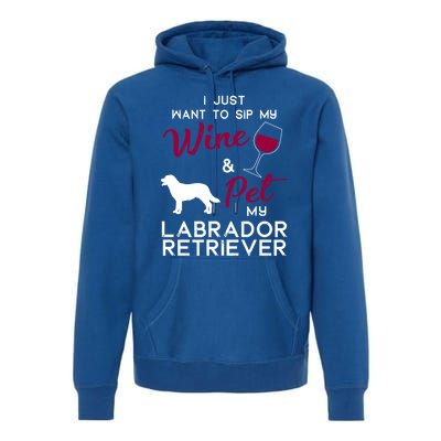 Labrador Retriever Dog Wine Lover Owner Xmas Birthday Gift Funny Gift Premium Hoodie