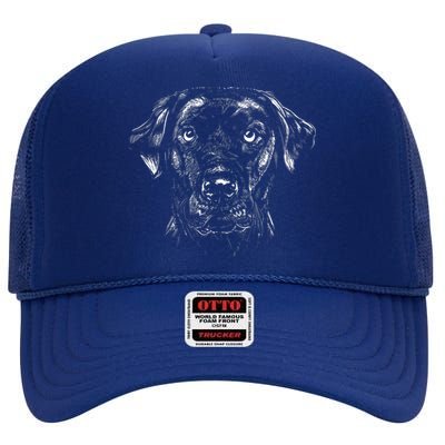 Labrador Retriever Dog High Crown Mesh Back Trucker Hat