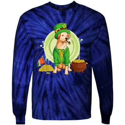 Labrador Retriever Dog Leprechaun Hat Irish Flag Labbi Tie-Dye Long Sleeve Shirt