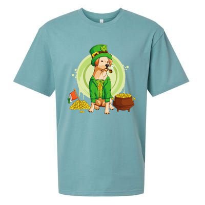 Labrador Retriever Dog Leprechaun Hat Irish Flag Labbi Sueded Cloud Jersey T-Shirt