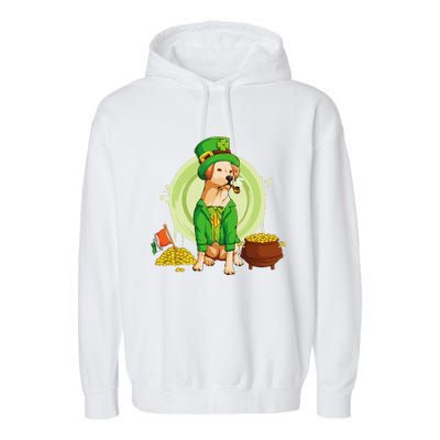 Labrador Retriever Dog Leprechaun Hat Irish Flag Labbi Garment-Dyed Fleece Hoodie