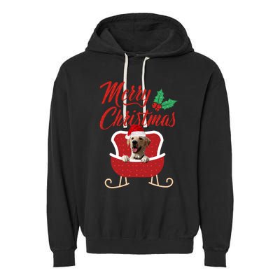 Labrador Retriever Dog Merry Christmas Design For The Holiday Season! Garment-Dyed Fleece Hoodie