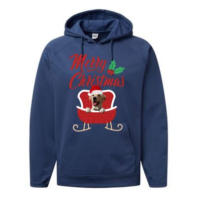 Labrador Retriever Dog Merry Christmas Design For The Holiday Season! Performance Fleece Hoodie