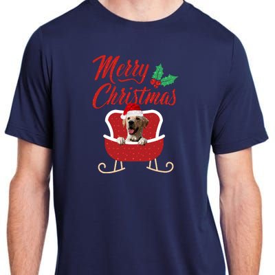 Labrador Retriever Dog Merry Christmas Design For The Holiday Season! Adult ChromaSoft Performance T-Shirt