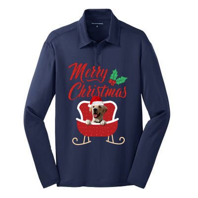 Labrador Retriever Dog Merry Christmas Design For The Holiday Season! Silk Touch Performance Long Sleeve Polo