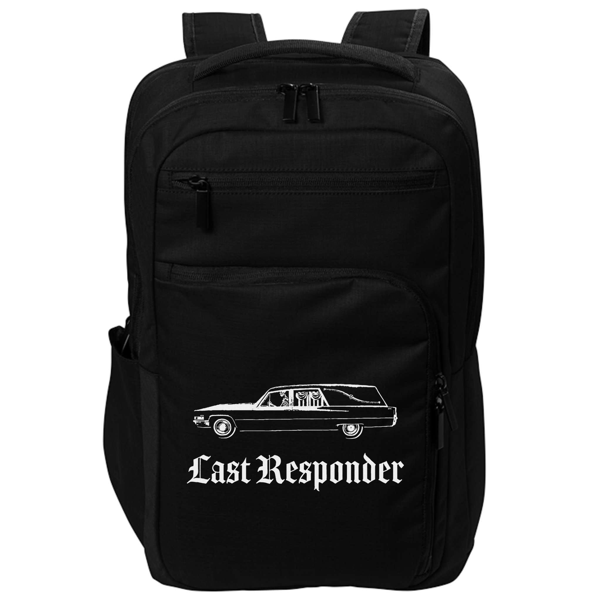 Last Responder Death Humor Funeral Hearse For The Dead Impact Tech Backpack