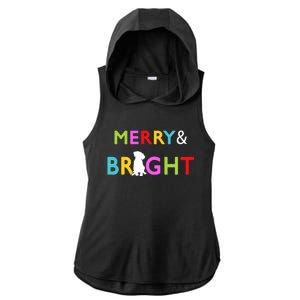 Labrador Retriever Dog Puppy Merry And Bright Christmas Ladies PosiCharge Tri-Blend Wicking Draft Hoodie Tank