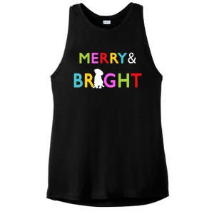 Labrador Retriever Dog Puppy Merry And Bright Christmas Ladies PosiCharge Tri-Blend Wicking Tank