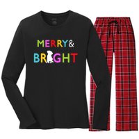 Labrador Retriever Dog Puppy Merry And Bright Christmas Women's Long Sleeve Flannel Pajama Set 