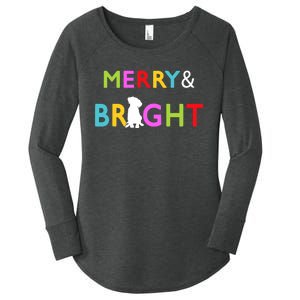 Labrador Retriever Dog Puppy Merry And Bright Christmas Women's Perfect Tri Tunic Long Sleeve Shirt