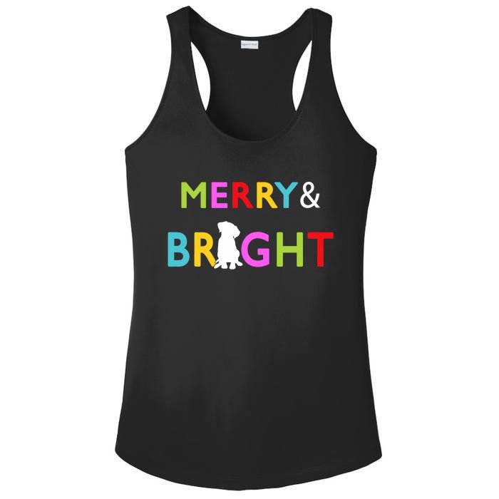 Labrador Retriever Dog Puppy Merry And Bright Christmas Ladies PosiCharge Competitor Racerback Tank