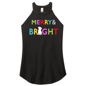 Labrador Retriever Dog Puppy Merry And Bright Christmas Women's Perfect Tri Rocker Tank