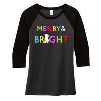 Labrador Retriever Dog Puppy Merry And Bright Christmas Women's Tri-Blend 3/4-Sleeve Raglan Shirt