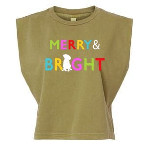 Labrador Retriever Dog Puppy Merry And Bright Christmas Garment-Dyed Women's Muscle Tee