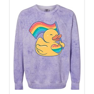 Lgbtq Rubber Duck Colorful Rainbow Proud Gay Month Funny Gift Colorblast Crewneck Sweatshirt