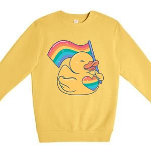 Lgbtq Rubber Duck Colorful Rainbow Proud Gay Month Funny Gift Premium Crewneck Sweatshirt